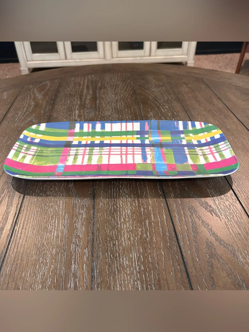 Vera for Anthropologie Plaid Bamboo Melamine Serving Platter